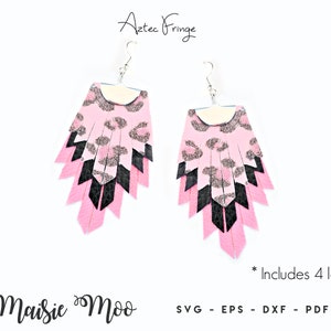 Fringe Earring SVG | Boho Tassel Faux Leather Earrings Templates | Fringetastic Stacked Cricut Earring SVG | Leather Layered Earrings