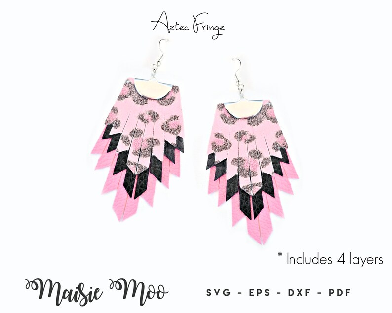 Fringe Earring SVG | Boho Tassel Faux Leather Earrings Templates | Fringetastic Stacked Cricut Earring SVG | Leather Layered Earrings