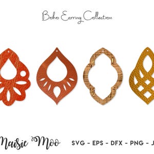 Earring SVG | Boho Faux Leather Earring Templates | Moroccan Cricut Earring SVG | Cricut Earring Template | Leather Layered Earrings Cork