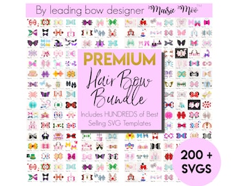Hair Bow Bundle by Maisie Moo, Bestselling Hair Bow Template, Mega Bow Collection SVG, Faux Leather Bow SVG, Bow Library, Cricut Cut Files