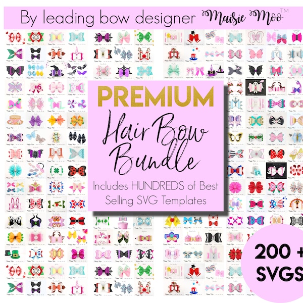 Haarboogbundel van Maisie Moo, bestverkochte haarboogsjabloon, Mega Bow Collection SVG, Faux Leather Bow SVG, Bow Library, Cricut Cut Files