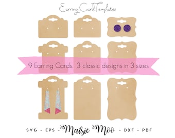 Earring Card SVG, Earring Display Card, Earing Card DXF,  Bow Card Template PDF,  files for Cricut Cut Files, Silhouette Cut Files,