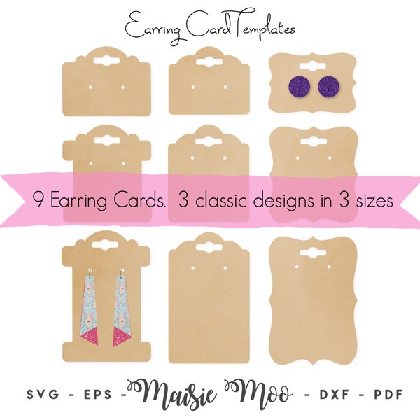 Earring Card SVG, Earring Display Card, Earing Card DXF,  Bow Card Template PDF,  files for Cricut Cut Files, Silhouette Cut Files,
