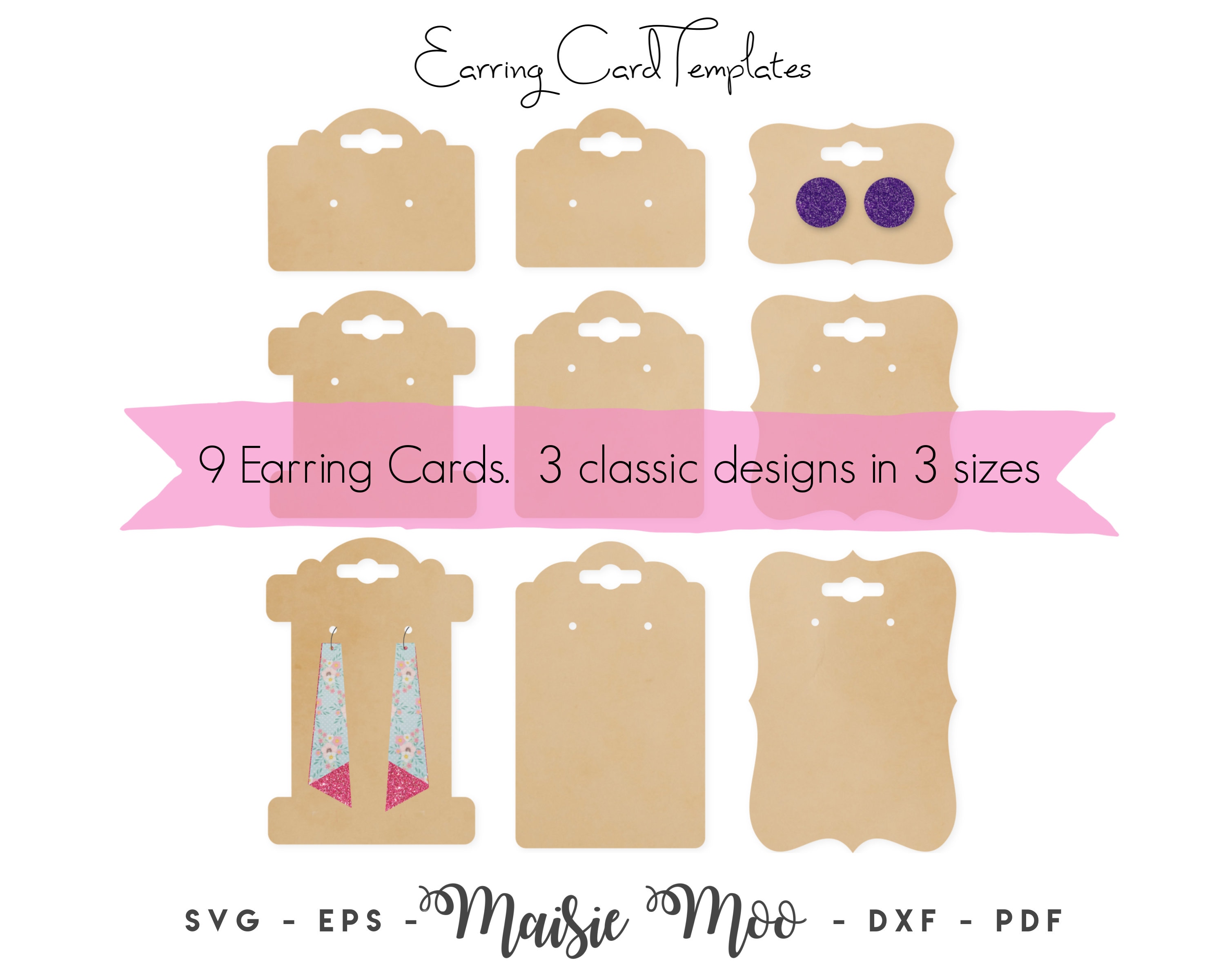 Custom Jewelry Display Card, Editable Earring Card Template, Mid