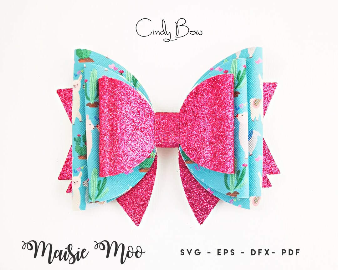 Bow SVG Cindy Faux Leather Bow Template Big Hair Bow Cricut Etsy