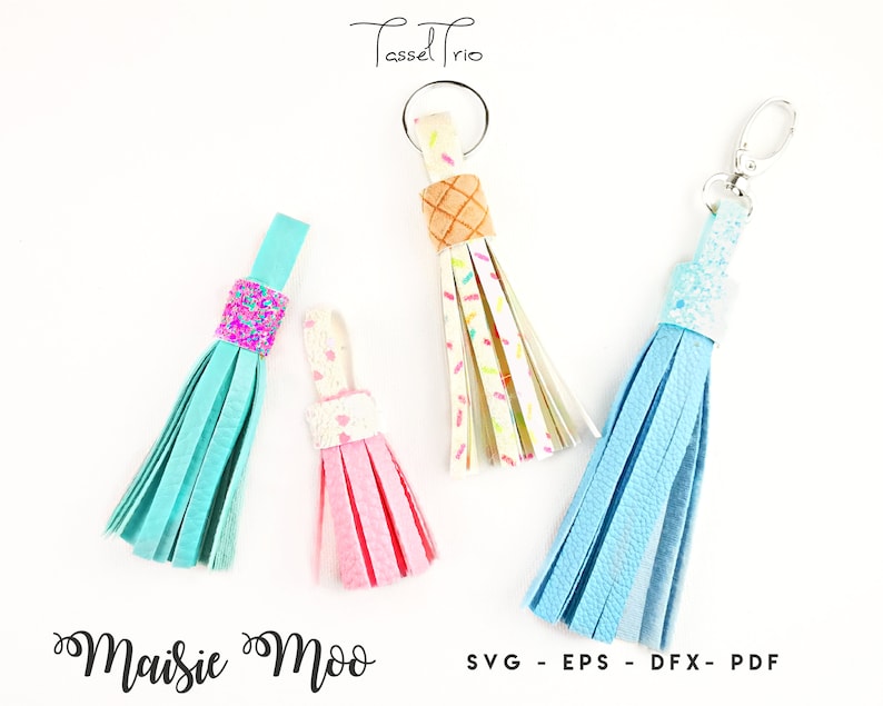Tassel SVG Tassel keychain Template Faux Leather Tassell ...
