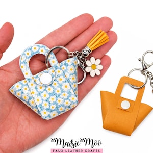Teeny Tiny Tote Bag Charm SVG for Cricut, Faux Leather Mini Purse Keychain Template, No Sew Bag Charm Pattern