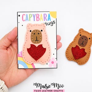 Capybara Pocket Hug SVG, Easy Stitch Capybara Pattern, Faux Leather Pocket Pal, Capybara Gift, Keychain Charm, Cricut SVG PDF Template