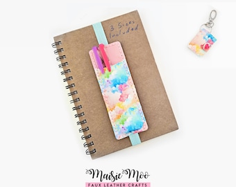 Pen Holder Bookmark Pattern SVG,  3 Sizes Journal Pencil Case, Teacher Gift, Faux Leather Pen Pouch Template, Notebook Planner band PDF