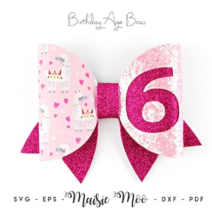 Verjaardag boog sjabloon SVG, leeftijd nummer boog SVG, 1e 2e 3e pdf, haarelastiekje sjabloon, Cricut Bow svg, boog sjabloon voor Cricut, diy Bow Cut-bestand