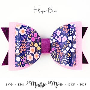 Classic Bow SVG Template, Double Loop Hair Bow Cut Files for Cricut (PDF)