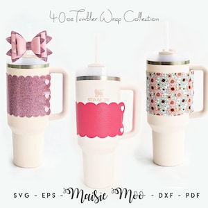 40oz Tumbler Wrap SVG, Faux leather Tumbler Cup Cuff Template, Cup Sleeve Template, Cup Wrapper Faux Leather Svg files for Cricut Cut Files