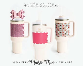 40oz Tumbler Wrap SVG, Faux leather Tumbler Cup Cuff Template, Cup Sleeve Template, Cup Wrapper Faux Leather Svg files for Cricut Cut Files