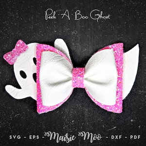 Halloween Ghost Bow SVG, Hair Bow Template for Cricut, Faux Leather Bow SVG, Cute Ghost Hair Bow, Halloween Bow, PDF Instructions
