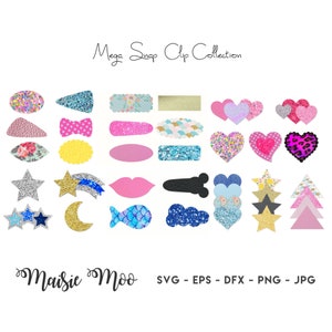 Bundle Snap Clip SVG, Snapclip Template Bundle, Heart Star  Bow Template, Bow SVG, Clippie Cover, Hair Clip Svg files for Cricut Cut Files,