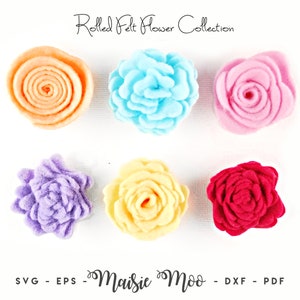 Gerollte Filzblume SVG, Filzblume Vorlage, Filzblume PDF Muster, 3D Filzblumenmuster, DIY Stoffblume, Cricut Blume Maisie Moo