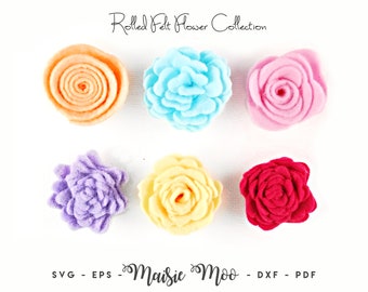 Rolled Felt Flower SVG, Felt Flower Template ,Felt Flower PDF Pattern, 3D Felt Flower Pattern, DIY Fabric Flower, Cricut Flower Maisie Moo