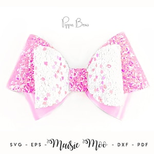 Pippa Bow SVG, modèle de noeud papillon, noeud en queue de cochon, svg Cricut Bow, modèle de noeud pour Cricut, noeud bricolage coupe fichier Maisie Moo cuir végétalien