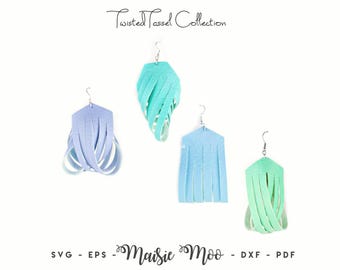 Fringe Earring SVG | Folded Faux Leather Earring Templates | Tassel Cricut Earring SVG | Cricut Earring Template | Leather Layered Earrings