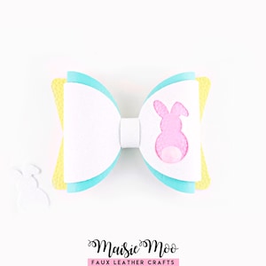 Bunny Cutout Hair Bow SVG Template with Pompom Tail PDF, Cricut Project