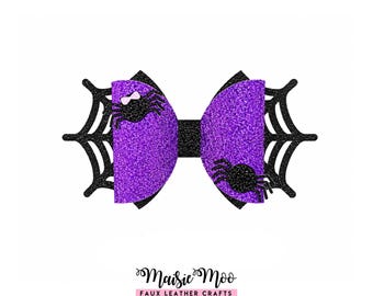 Halloweenstrik SVG, Spinnenweb haarstrik sjabloon, Vilten strik PDF, Paarse haarstrik, SVG-bestanden voor Cricut snijbestanden, Maisie Moo