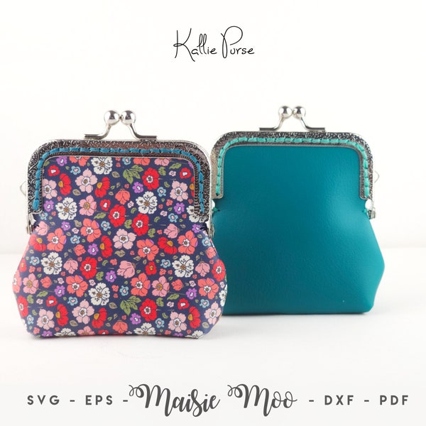 Modèle de porte-monnaie, simili cuir Kiss fermoir sac à main SVG, pochette pour pièce de monnaie cadenas baiser, sac à main cadre cousu main The Kallie Maisie Moo