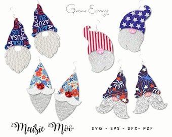 Gnome Earring SVG, Easter Gonk Earrings Faux Leather Santa Claus Earring Templates, USA Tomte Cricut SVG | Maisie Moo Vegan leather