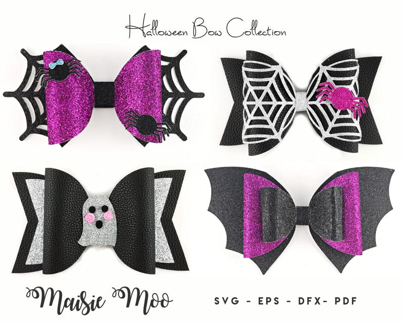 Halloween Bow Collection, Bow Template SVG Bundle, Black Bow SVG, Bow Bundle SVG, Svg files for Cricut Cut Files, Silhouette Cut Files,