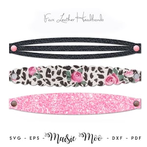 Cerchietto in pelle SVG, modello di cerchietto smerlato, modello di cerchietto greco, fiocco SVG, accessorio per capelli in similpelle