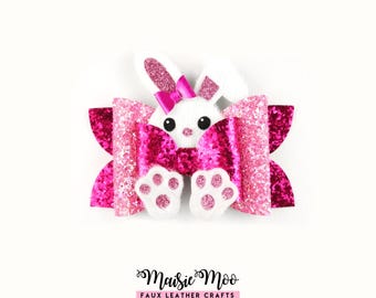 Peekaboo Bunny Hair Bow Template SVG PDF for Cricut
