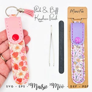 Keychain Pouch SVG, Nail File Holder Template, Tweezer Case Faux Leather Pattern, Emery Board Travel Purse Keychain