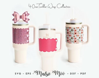 SVG para envoltorio de vaso de 40 oz, plantilla de funda para vaso de piel sintética, plantilla para funda de vaso, archivos SVG de envoltorio de vaso de piel sintética para Cricut.