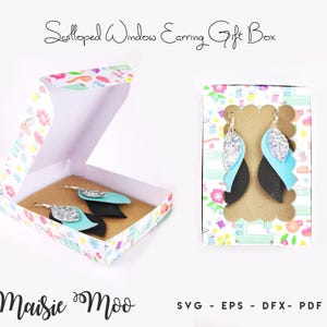 Earring Gift Box Template Collection, Scalloped Window Earring Display Box SVG, Keychain Gift Box DXF, Gift Box PDF, Cricut Box svg image 5