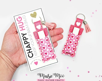ChapStick Holder Keychain Pattern & Display Card, Lip balm Key Fob, Faux Leather SVG Project with Maisie Moo