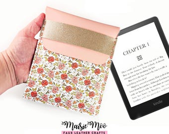 Kindle Sleeve SVG Sewing Pattern, Faux Leather eBook Cover Template for Cricut by Maisie Moo