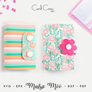 Porta-cartões SVG, capa para cartão de crédito, padrão SVG para carteira com vários cartões, miniálbum de fotos, padrão de costura para capa de cartão, design da Maisie Moo