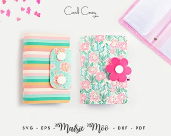 Porte-cartes SVG, couverture de carte de crédit, modèle SVG de portefeuille multi-cartes, mini album photo, patron de couture de modèle de pochette pour cartes, conception Maisie Moo
