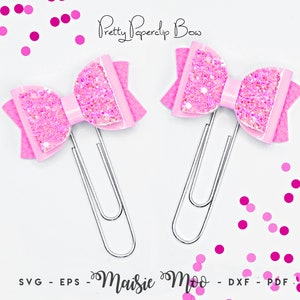 Paperclip Bow Bookmark SVG, Template, Gift Set Book Lover Gift, DIY Planner Book Mark Faux Leather Crafts Maisie Moo