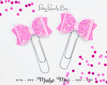 Paperclip Bow Bookmark SVG, Faux Leather Template, Gift Set Book Lover Gift, DIY Planner Book Mark Faux Leather Crafts Maisie Moo
