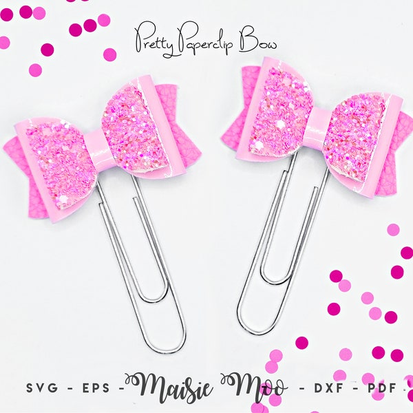 Paperclip Bow Bookmark SVG, Template, Gift Set Book Lover Gift, DIY Planner Book Mark Faux Leather Crafts Maisie Moo