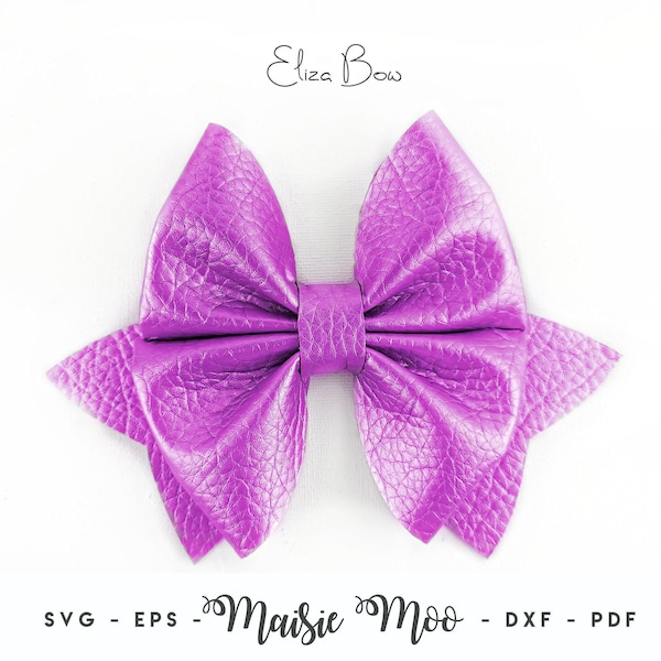 Pinch Bow Template SVG, Bow PDF, Hair Bow Template, Cricut Bow svg, Bow Template for Cricut, DIY Bow Cut File Maisie Moo Vegan leather