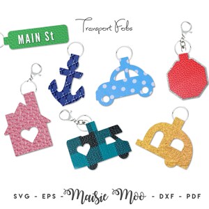 Transportsleutelhanger SVG | Sjabloon sleutelhanger taslabel | Fob van imitatieleer | Sleutelhanger sleutelhanger voor camper | Huis Camperbord Autoanker Maisie Moo