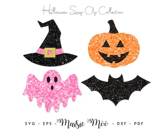 Clip de presión de Halloween SVG, plantilla de clip de presión de murciélago, calabaza, sombrero de bruja, fantasma, SVG de lazo, cubierta de clip de centro de lazo, SVG de pinza para el cabello Maisie Moo