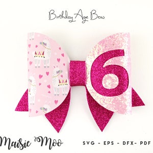 Birthday Bow SVG, Birthday Crown Birthday Ribbon, Wand, Bow Tie, Birthday Age Number Bow SVG, 1st 2nd 3rd PDF, Hair Bow Template, Maisie Moo