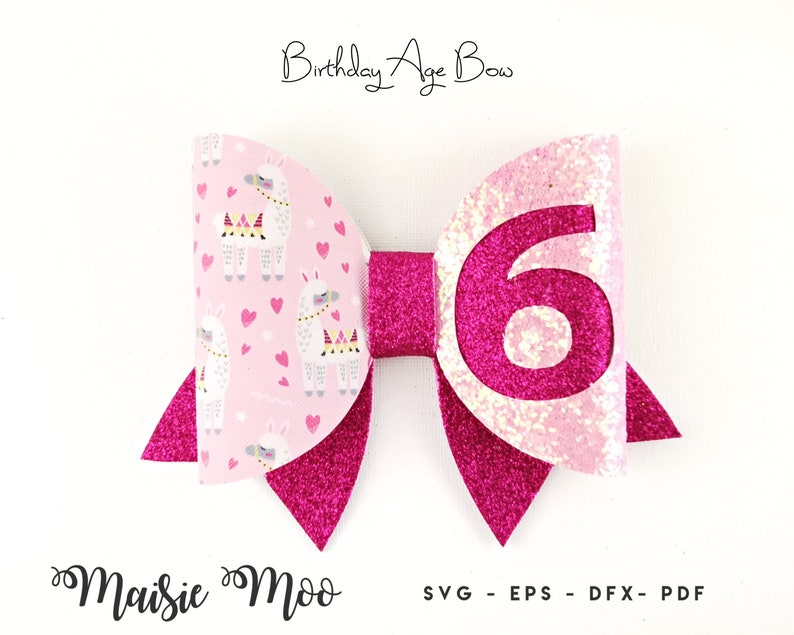 Birthday Bow SVG, Birthday Crown Birthday Ribbon, Wand, Bow Tie, Birthday Age Number Bow SVG, 1st 2nd 3rd PDF, Hair Bow Template, Maisie Moo