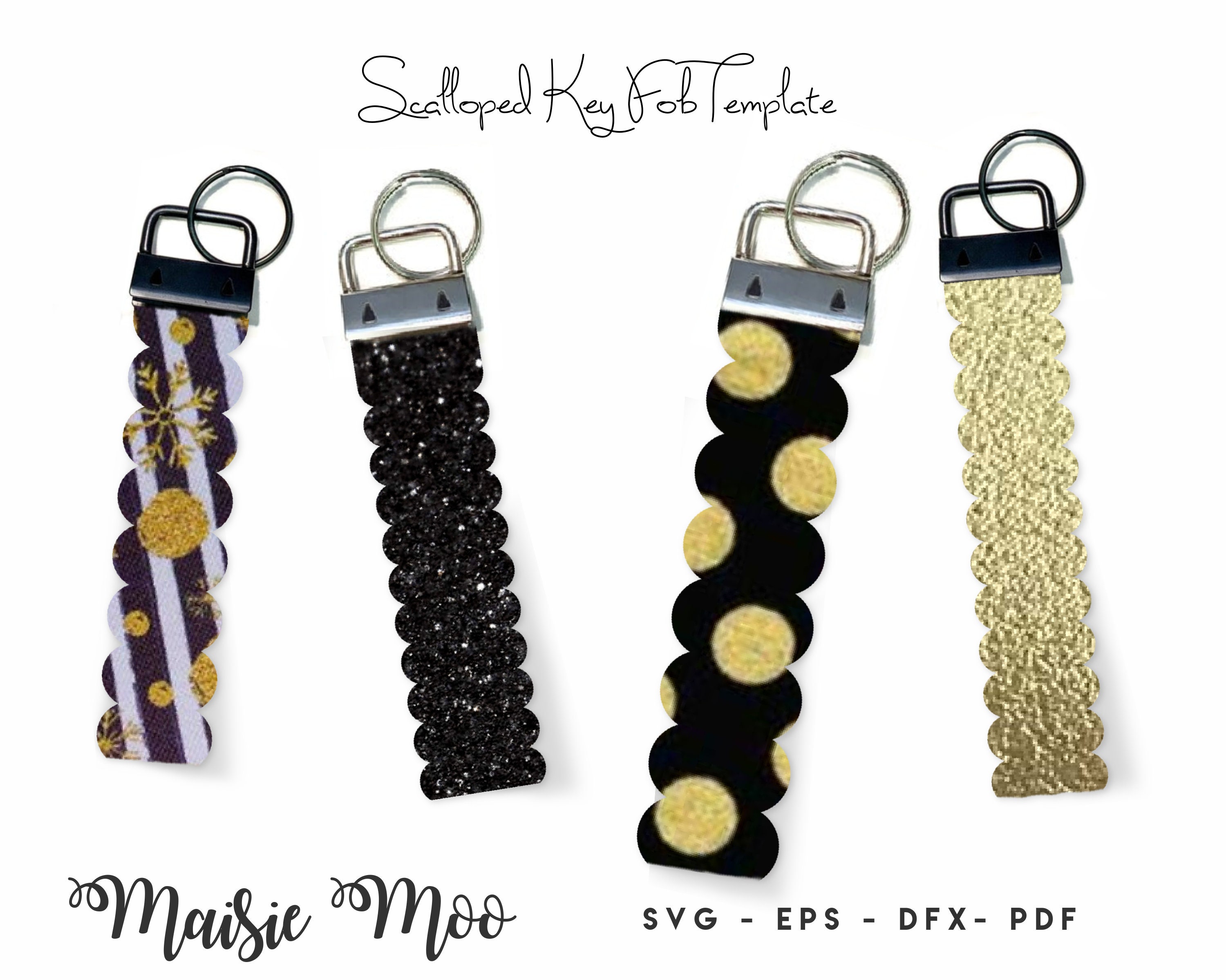 Scalloped Key Fob SVG Keychain Wrist Fob Template Faux | Etsy New Zealand