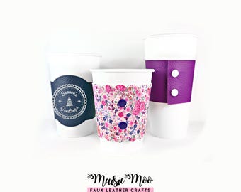 Plantilla de funda para taza de café, funda para taza SVG, tarjeta de presentación reutilizable para taza SVG, envoltorio de té de piel sintética, archivos PDF para Cricut