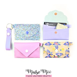 Pocket Wallet Keychain Card Purse SVG Bundle, Keyring Coinpurse Template, Purse Faux Leather No Sew, Card Wallet Cricut Maisie Moo