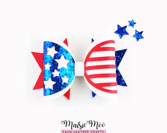 SVG de lazo estadounidense, estrellas y rayas, patriótico, accesorio de animadora para el Día de la Independencia, archivos para manualidades del 4 de julio