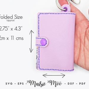 Keychain Coin and Card Wallet SVG Pattern | Folded Pocket Wallet SVG Template Sewing Pattern | Hand stitched Faux Leather Coin  Maisie Moo